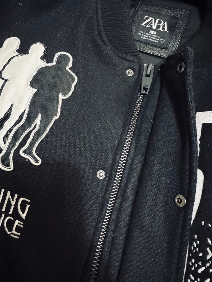 本革】ZARA ヴァーシティジャケット バッファローレザー L-XL 希少美品