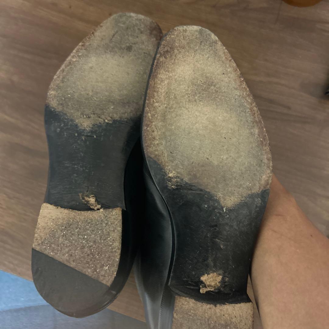 大塚製靴 ボタンブーツ 矢筈コバ ピッチドヒール 25.0cm EE フック付き