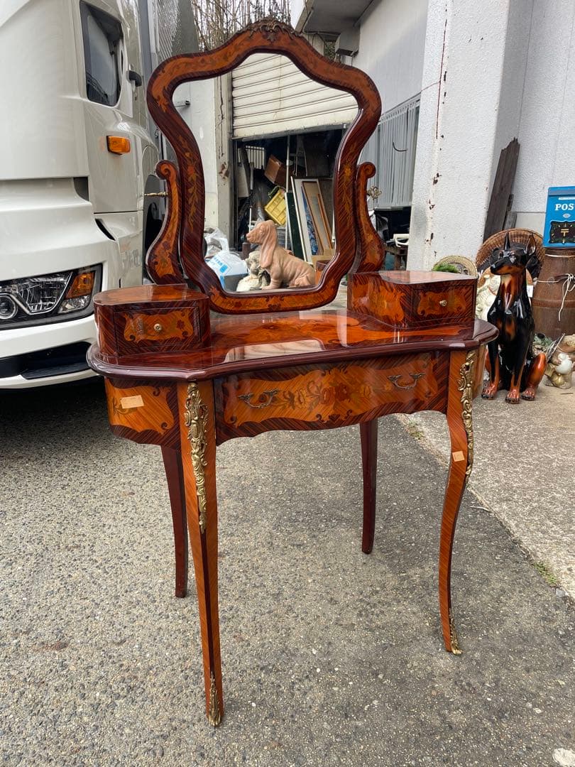 イタリア アンティーク 象嵌細工 ドレッサー 鏡台 デスク 鏡台 - メルカリ