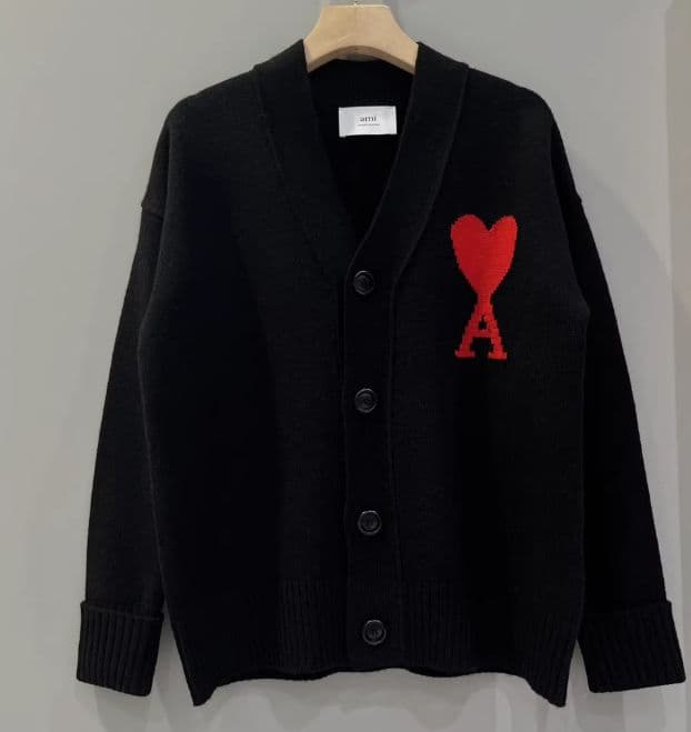 AMI PARIS 黒 ニットセーター ハート 男女兼用 AMI Alexandre Mattiussi アミパリス ニット セーター ブラック メンズ