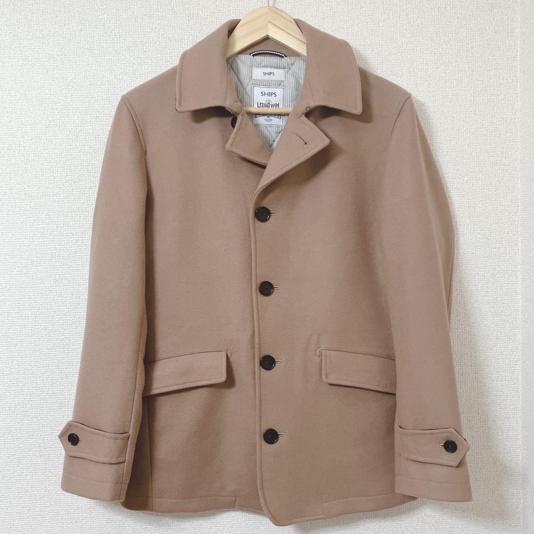 美品 シップス×ハミルトン 高級メルトンウールショートコートS キャメル