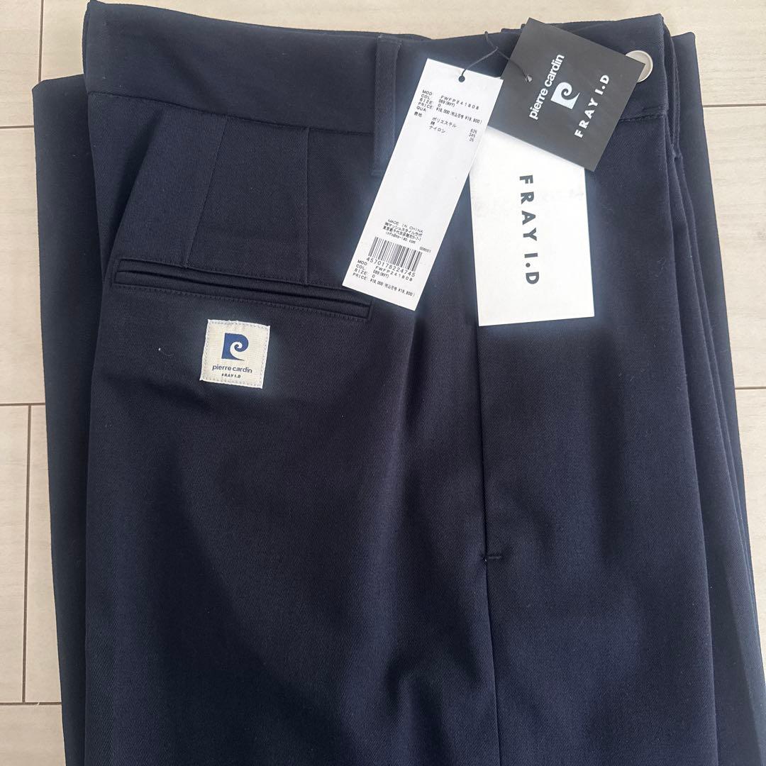 フレイアイディー 新品【pierre cardin】タックワイドチノパンツ 紺色