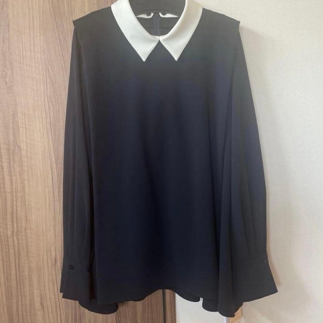 新品 CADUNE カデュネ ネイビー 3way襟付きブラウス セレモニー 濃紺
