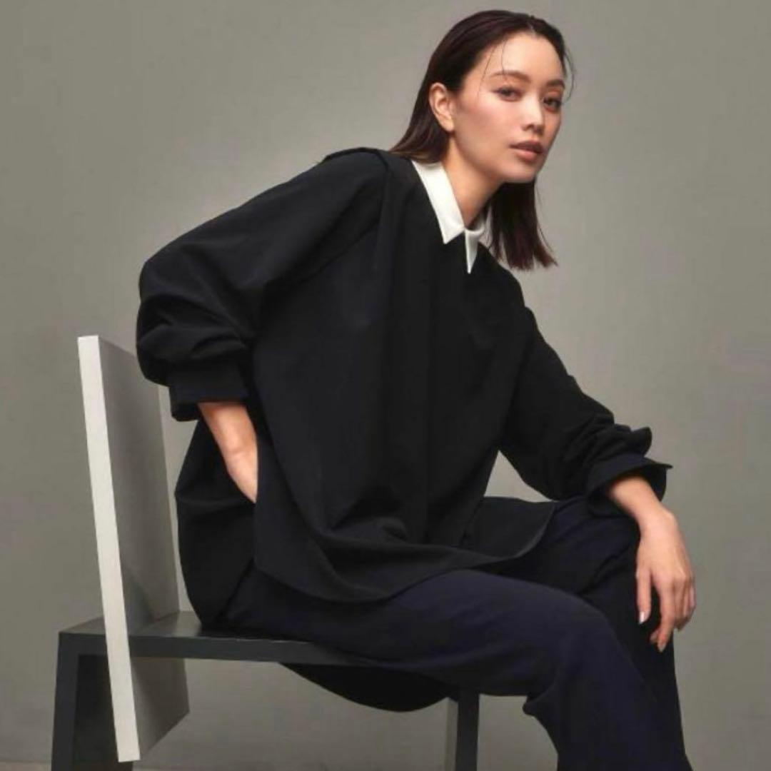 新品 CADUNE カデュネ ネイビー 3way襟付きブラウス セレモニー 濃紺