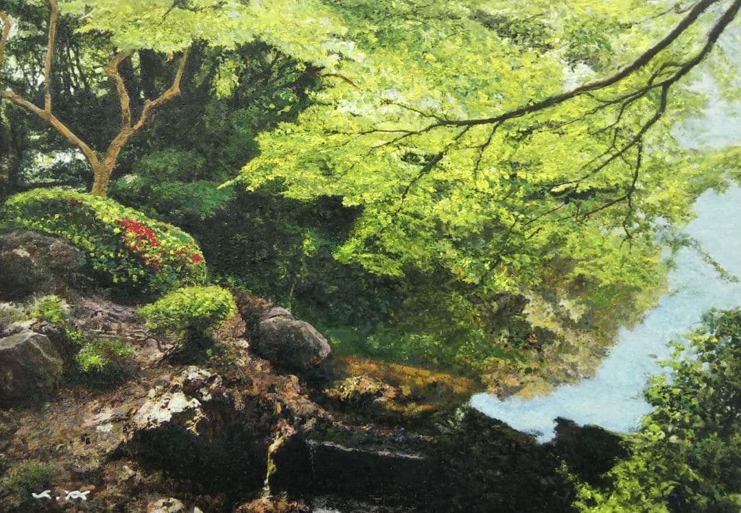 風景画◇水辺◇荒木孝介 真作 新品【水性絵具/アクリル/色鉛筆等