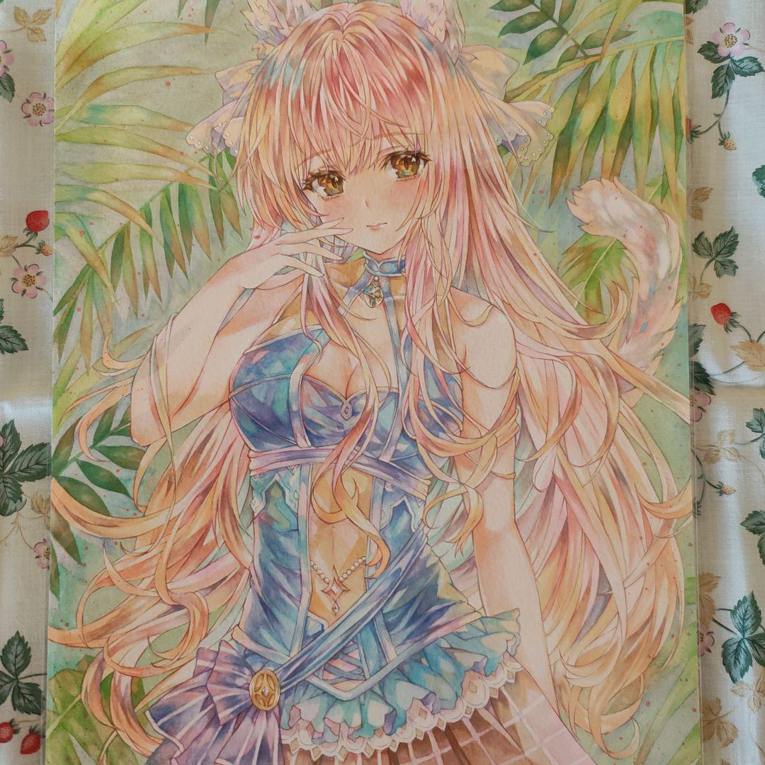 リピーター様、割引き有り！オリジナルの手描きイラスト！直筆A4サイズ 手書きイラスト（直筆）色紙 / FLOWERCHILD 手書きイラスト（直筆