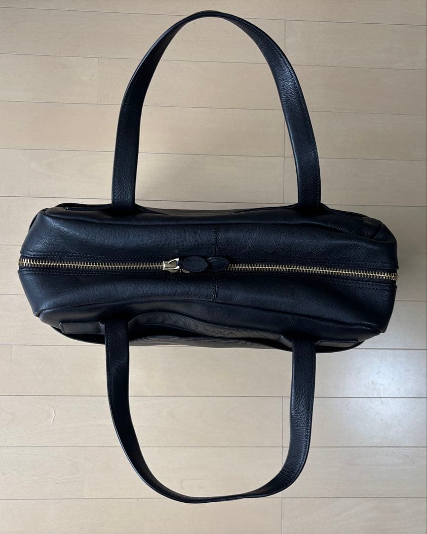 GANZO 7QS-H スクエアボストン ブラック レザー バッグ【廃盤希少品