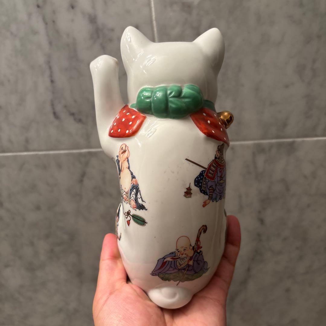 ヴィンテージ縁起の良い七福神が描かれ、可愛らしい瞳の招き猫 | 激安
