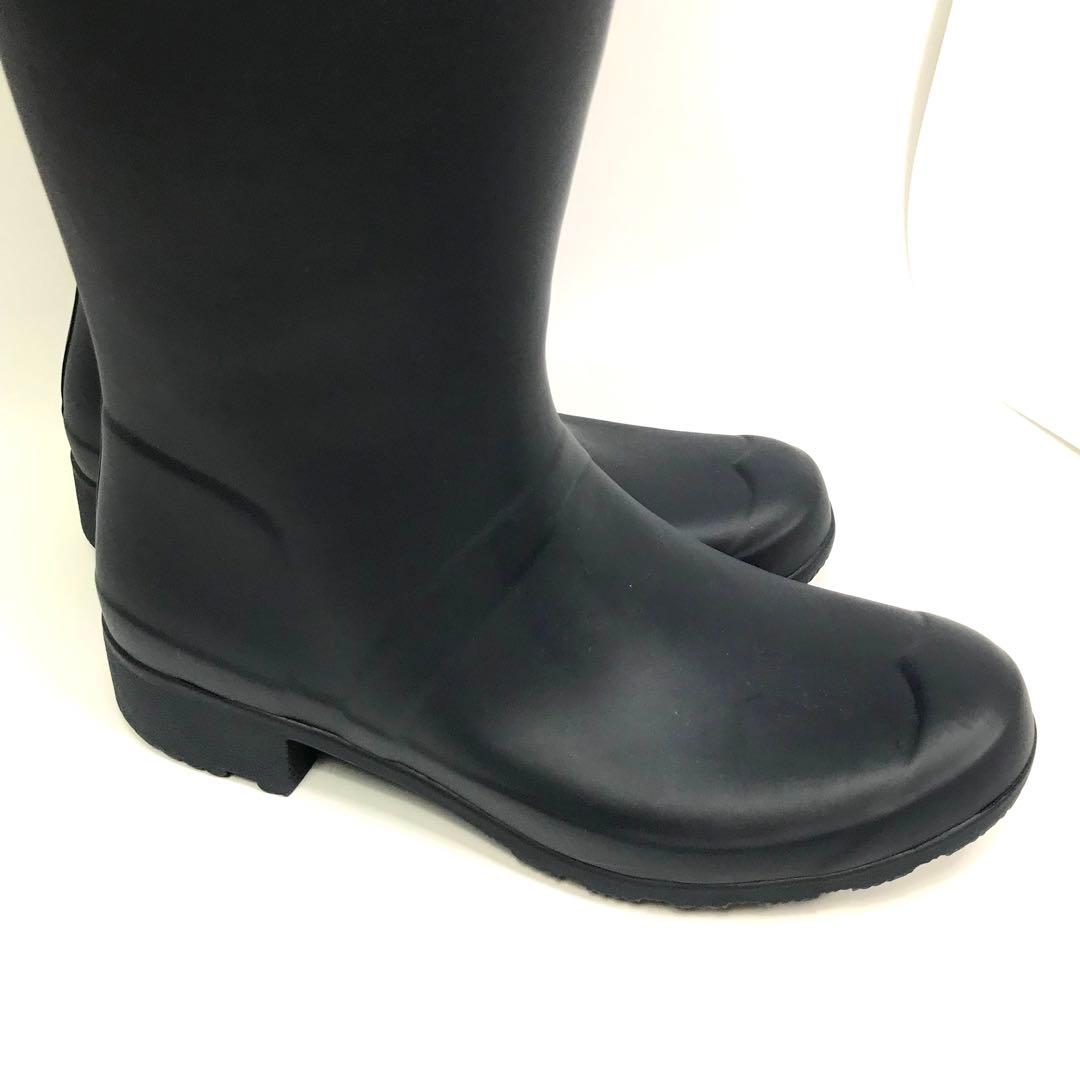 美品 ハンター レインブーツ バックル付き UK6 24.5cm ブラック 袋付