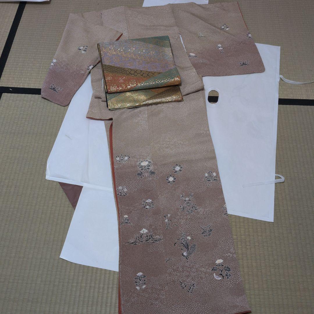 ヒューちゃん　展示会作家物　落款付下げ 楼蘭袋帯　セット　京都駒宮長着