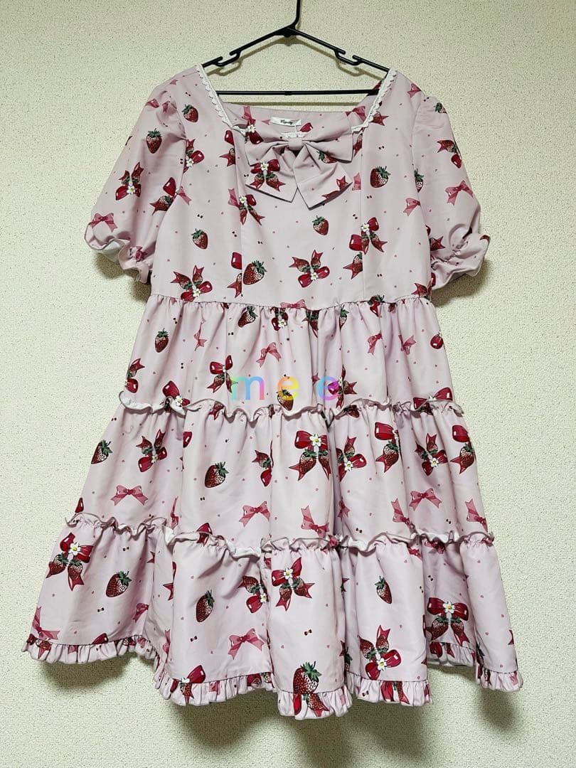まゆろん アベイルコラボ ロリータワンピース いちご リボン 4L - メルカリ