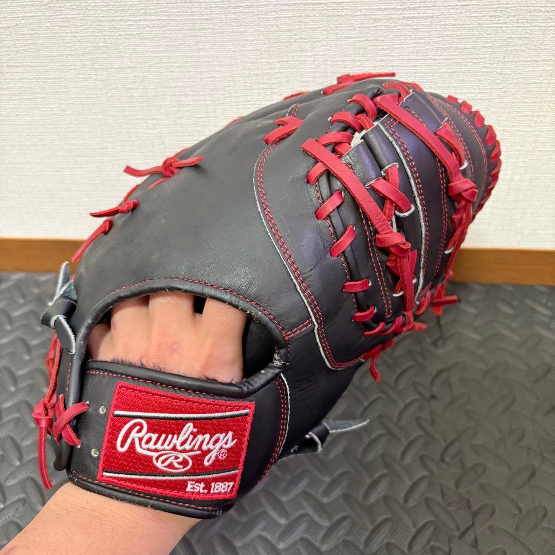 Rawlings 一般軟式ファーストミット 右投げ用 ブラック×レッド - メルカリ