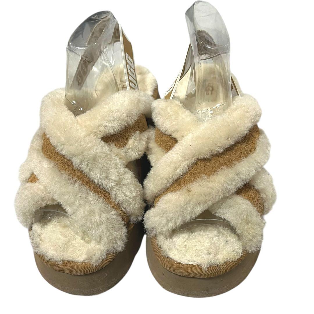 アグ UGG ディスコクロススライドサンダル 24cm ベージュ ホワイト