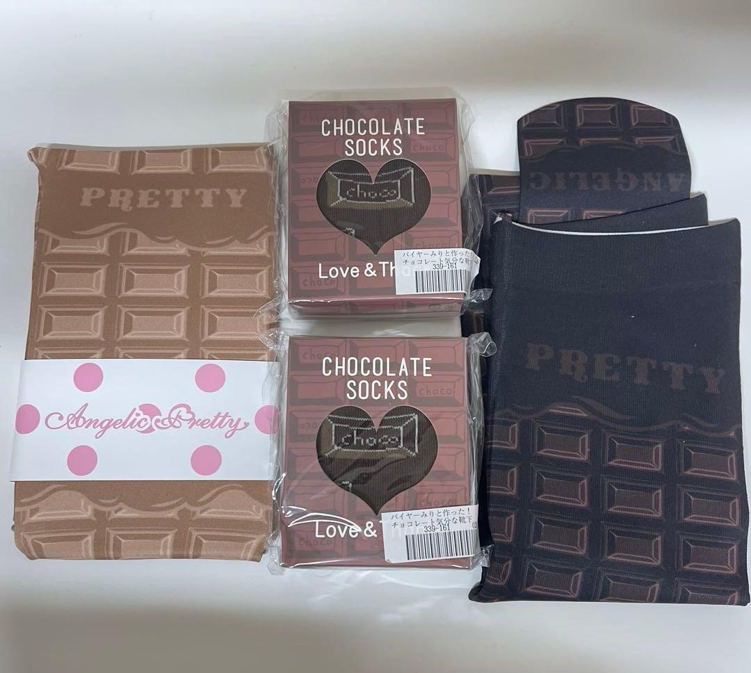 angelic pretty チョコレートタイツソックス など4足 Melty Chocolate Crew Length Socks (2024) by Angelic Pretty