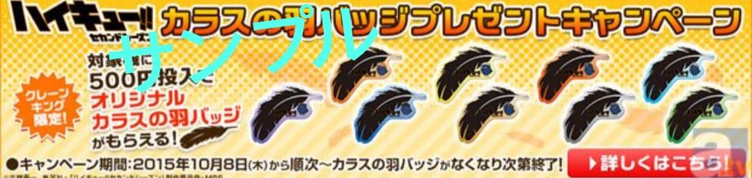 入手困難!! ハイキュー! クレーンキング限定 カラスの羽バッジ 全9種