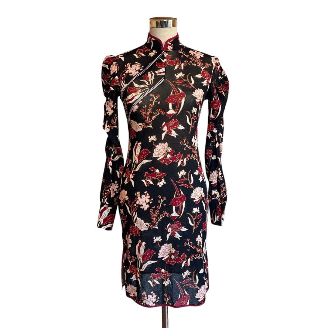 極美品 ヴィヴィアンタム チャイナ マオカラー 花柄 パワーネット