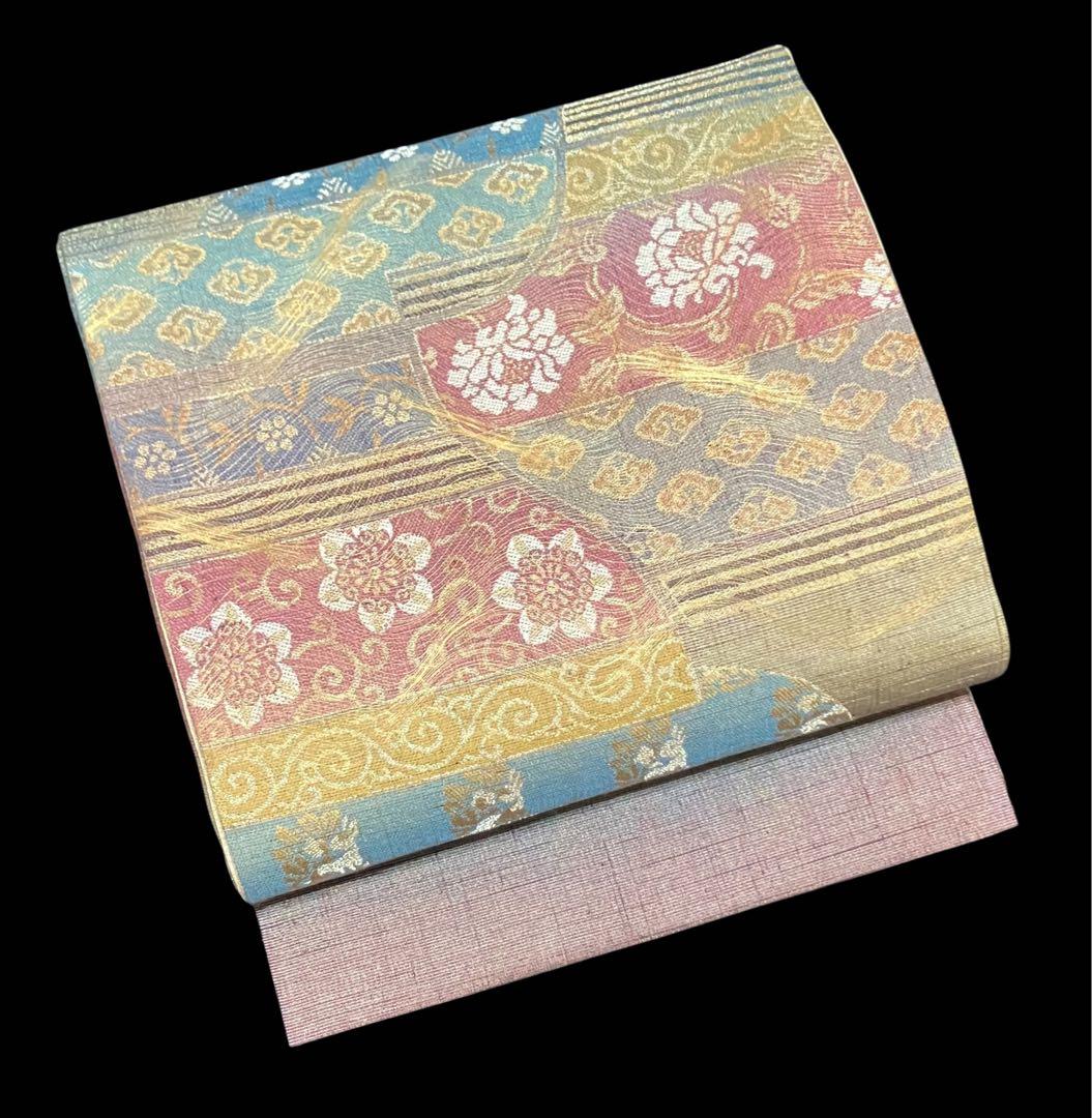 しょうざん 絹漉貴 袋帯 お太鼓柄 正絹 金糸 花文 吉祥文様 美品 イ