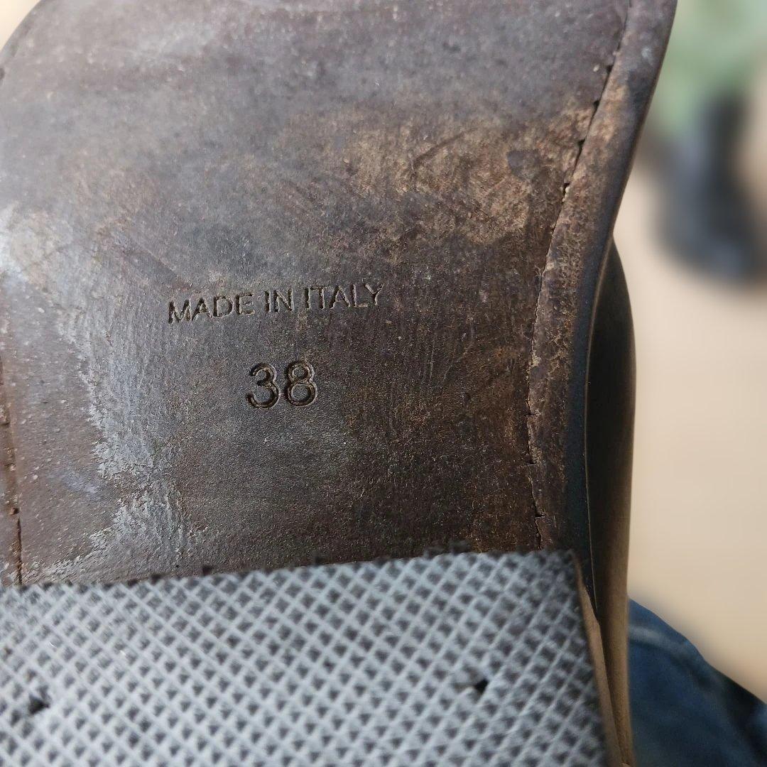 イタリア製　ウエスタンブーツ 緑と黒 レザー　サイズ38(24～24.5cm)