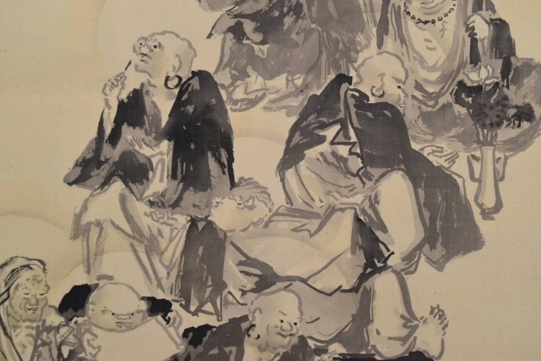 御舟綱手/十六羅漢/掛軸☆宝船☆AB-371 絵画