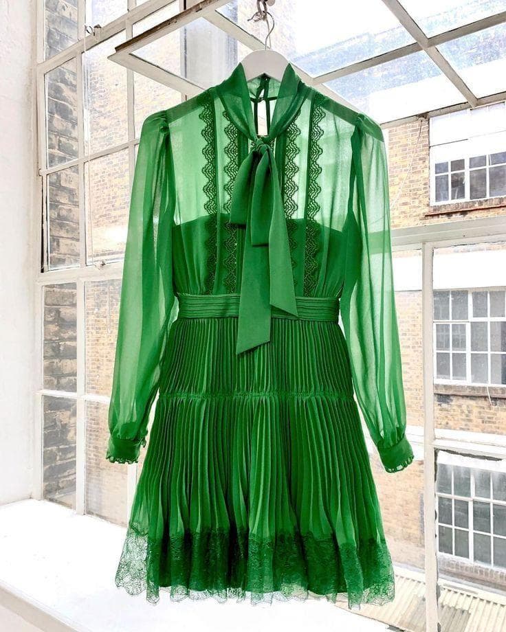 セルフポートレイト ワンピース シフォン レース グリーン UK8 未使用