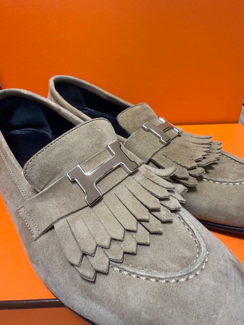 HERMES エルメス モカシン ロワイヤル フリンジ ベージュ 36 1/2