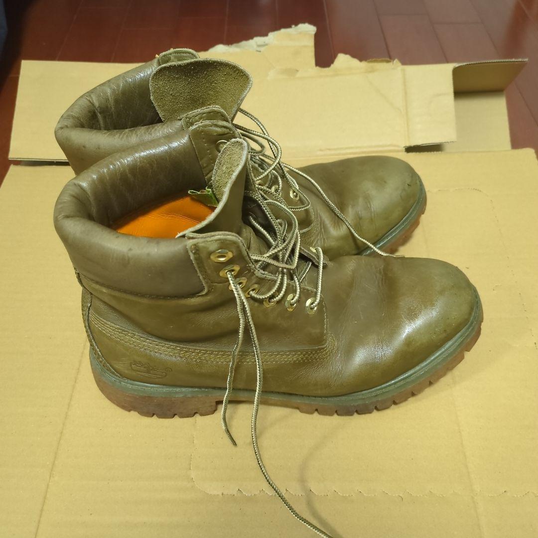 Timberland オリーブグリーン レザー ハイカットブーツ - メルカリ