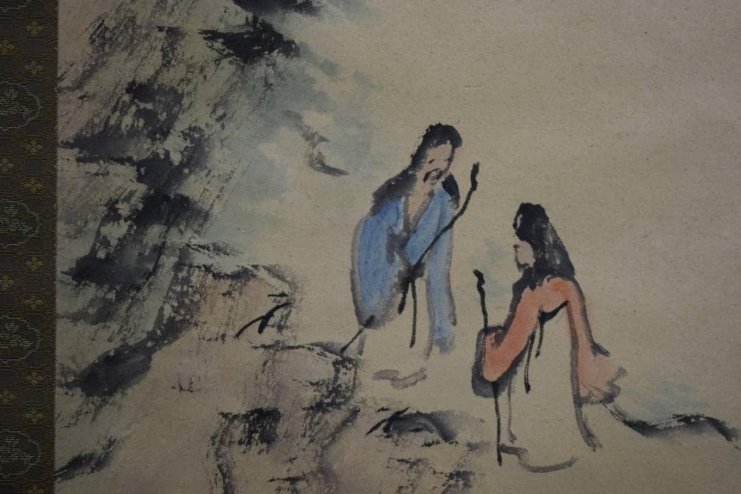 真作/二州/梅花渓山人物図/布袋屋掛軸HD-986の通販はau PAY マーケット