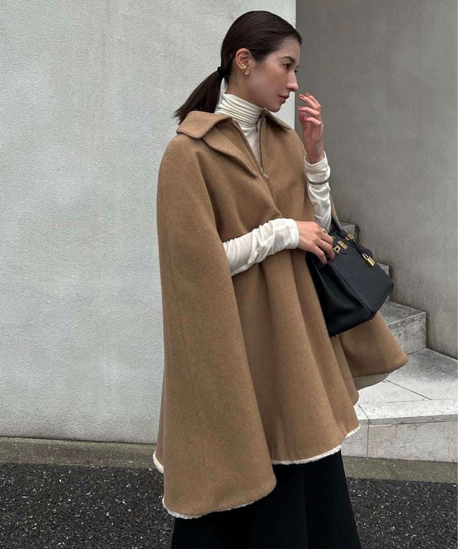 CLANE REVERSIBLE BOA MILITARY CAPE COAT-2024AWエンフォルド 黒