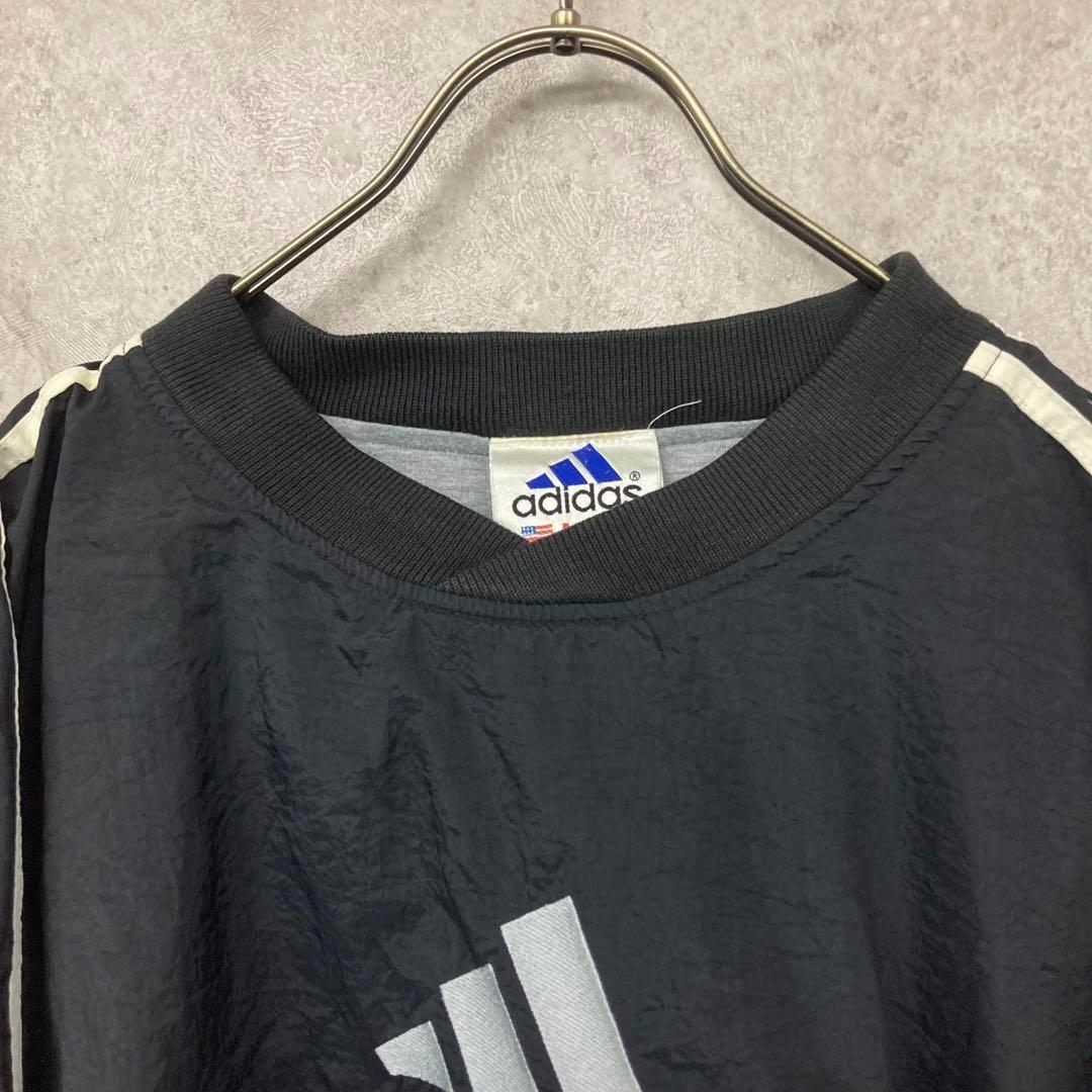 レア90s《アディダス》刺繍プルオーバーナイロンジャケット/ブラック