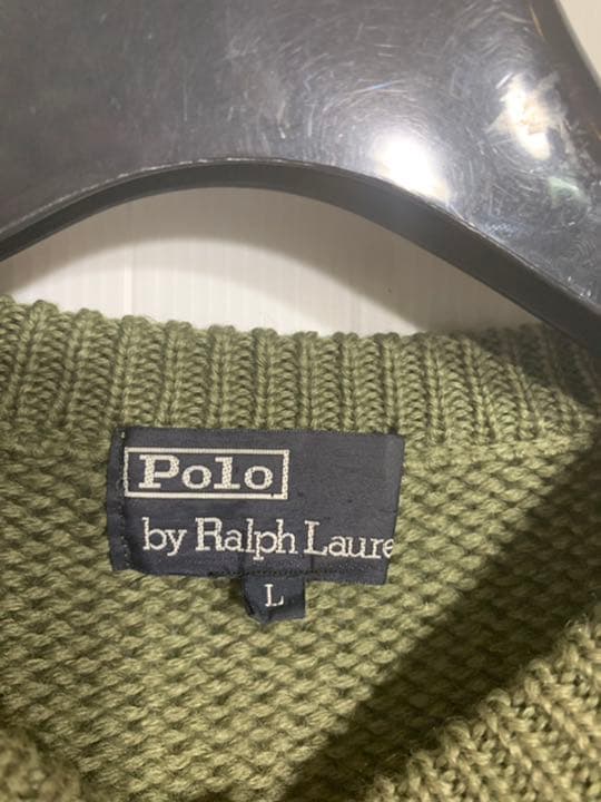 90'sヴィンテージラルフローレン国内正規革ガン&エルボーパッチニット