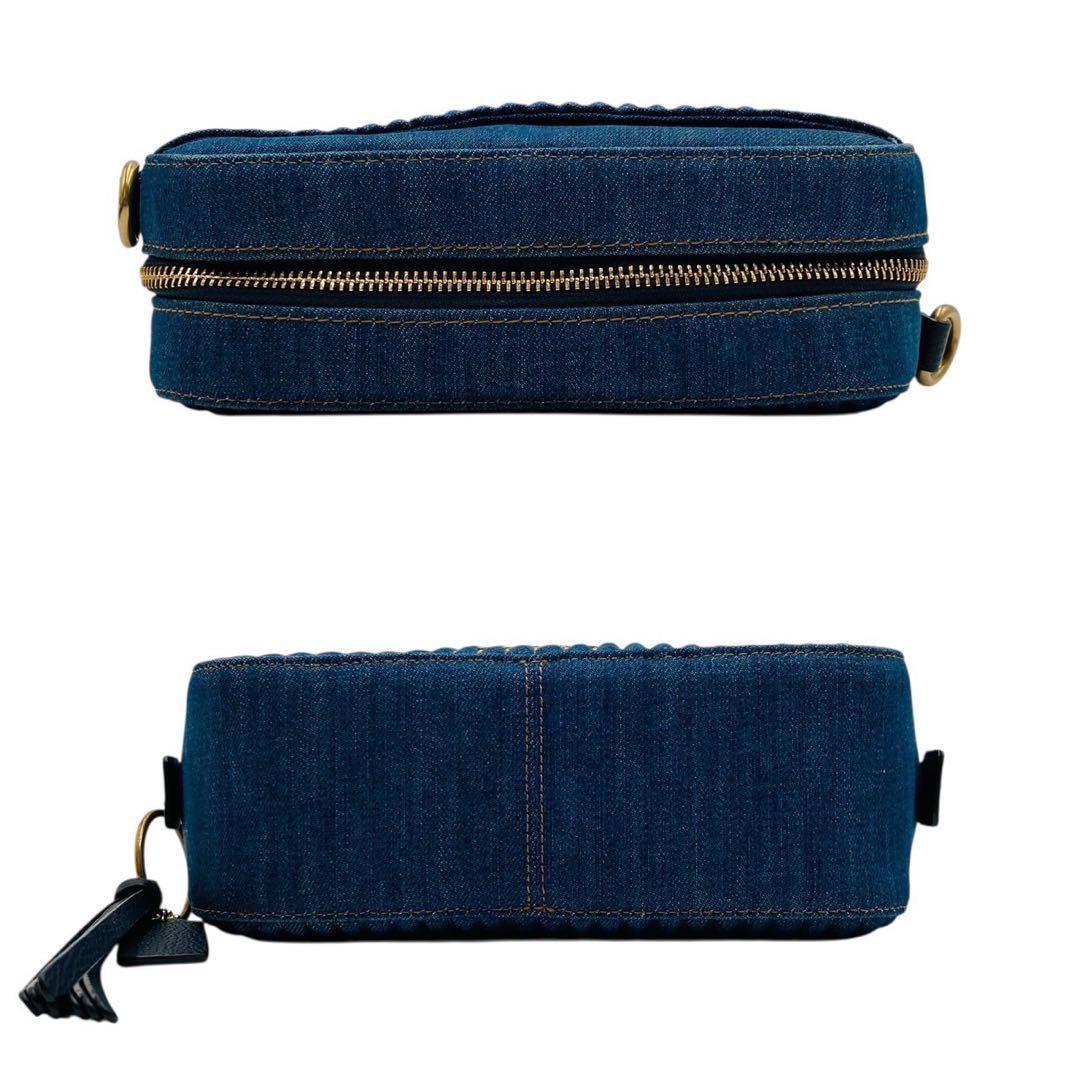 極美品✨コーチ ショルダーバッグ デニム カメラバッグ ブルー 53622