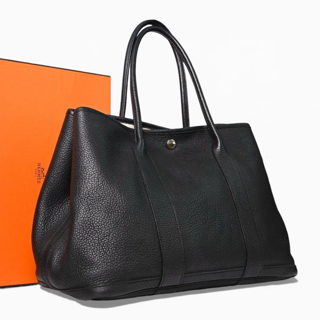【美品】エルメス　ガーデンパーティPM トートバッグ 黒　ブラック　ネゴンダ ガーデンパーティー エルメス ガーデンパーティPM ネゴンダ 黒 トート