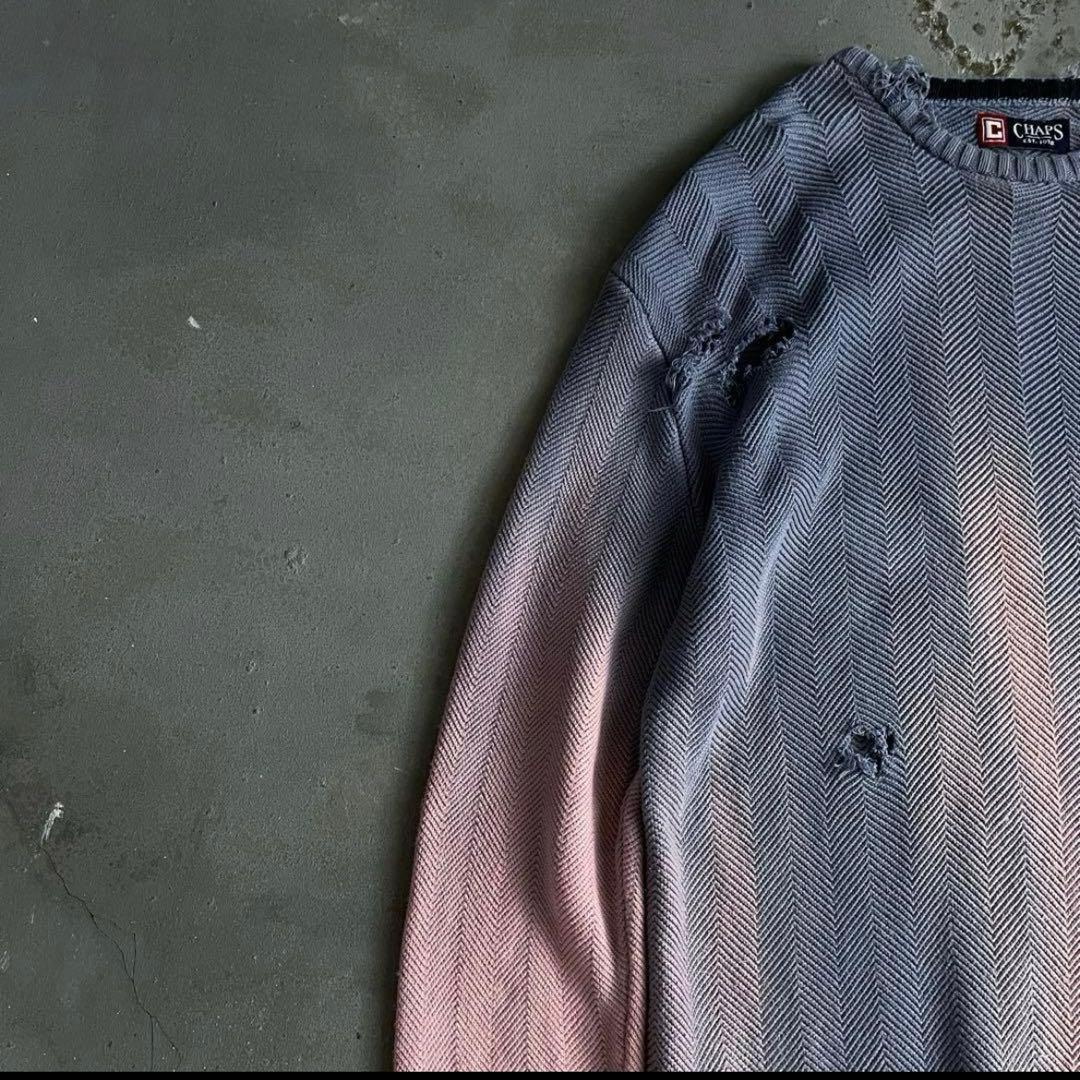 90's “chaps “ゆるダボ”フェード“broken boro knit