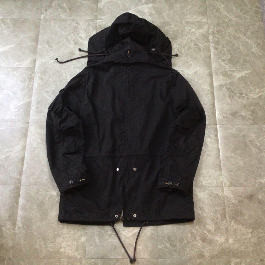 90s GAP モッズコート ジャケット フード付き 黒 Lサイズ M-65 - メルカリ