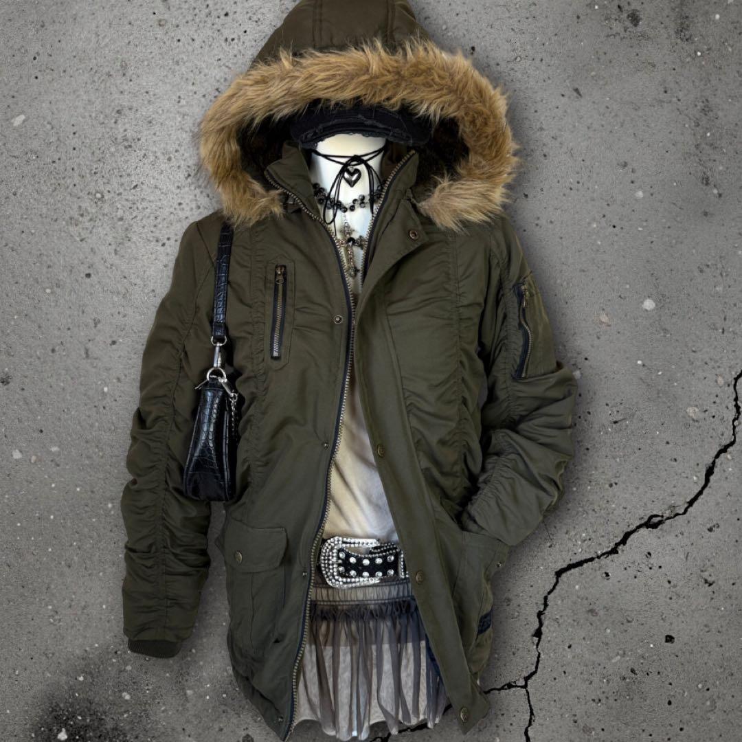 y2k 00s archive モッズコート 平成ギャル グランジ ファー付き - メルカリ