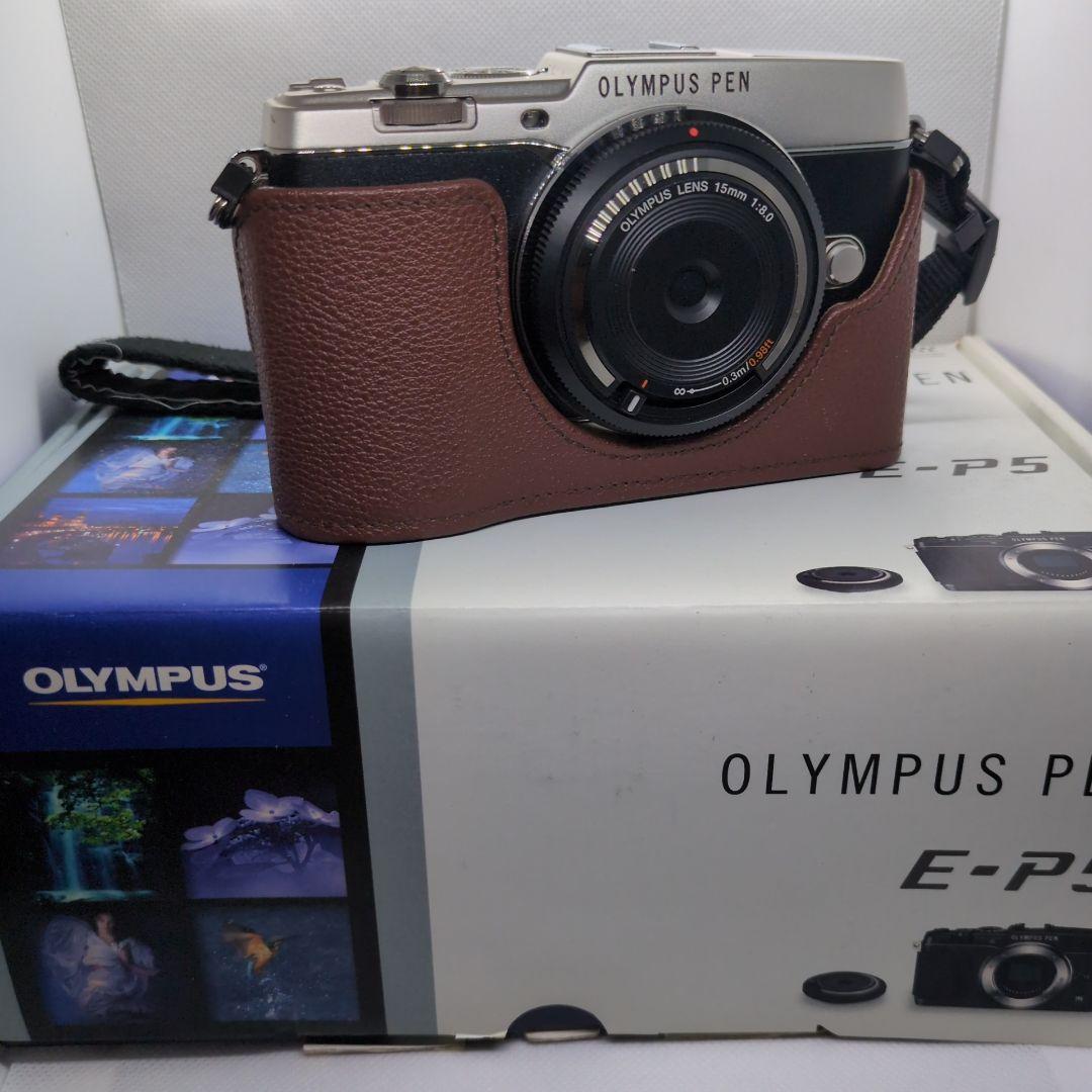 OLYMPUS PEN E-P5 シルバー レザーケース付き - メルカリ