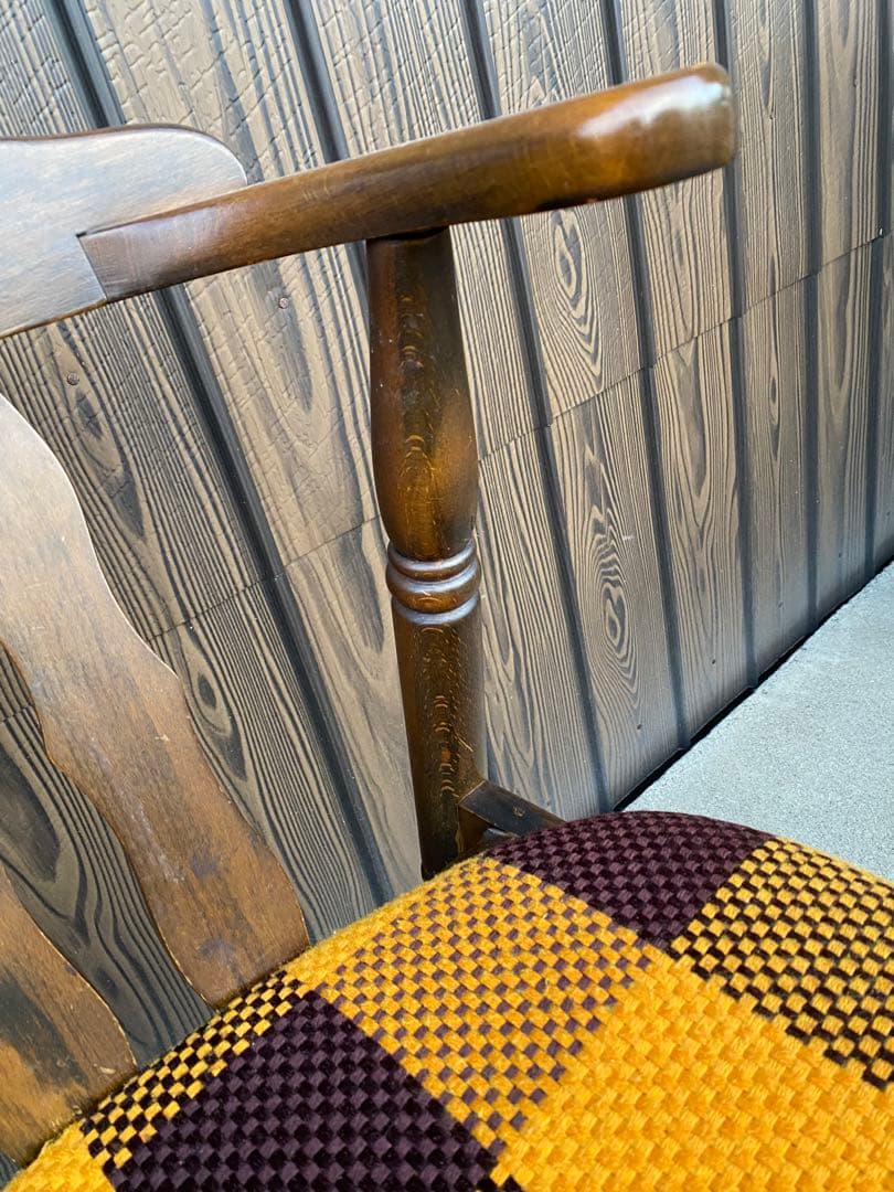 専用です チェック柄ダイニングチェア 2脚ヒダカグ レトロ 飛騨家具