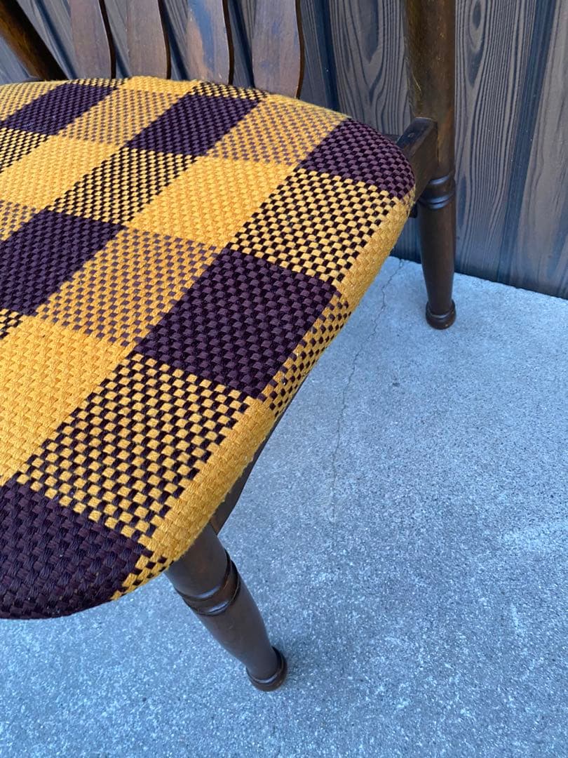 専用です チェック柄ダイニングチェア 2脚ヒダカグ レトロ 飛騨家具