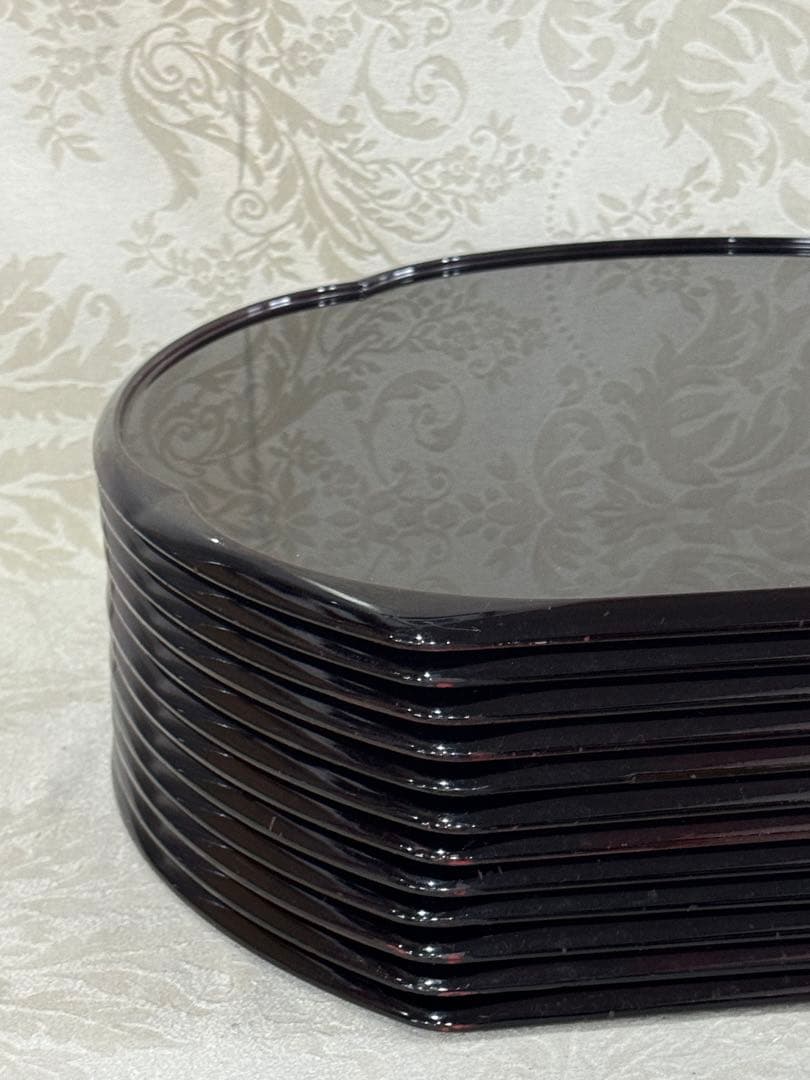 ほぼ美品】懐石盆 半月盆 縁起の良い梅の花型 リバーシブル12