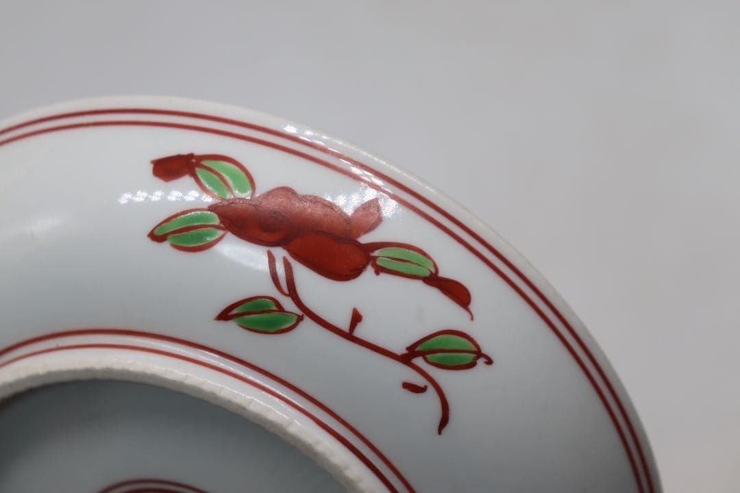 中国紅緑彩花鳥紋小皿2点正徳年製銘送料込み1023
