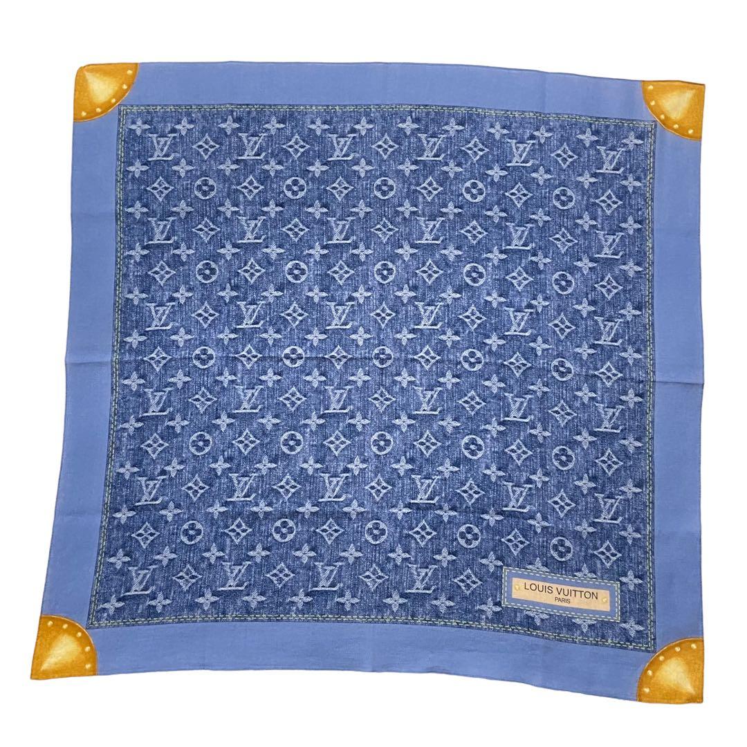 LOUIS VUITTON ハンカチ スカーフ モノグラム デニム柄 - メルカリ