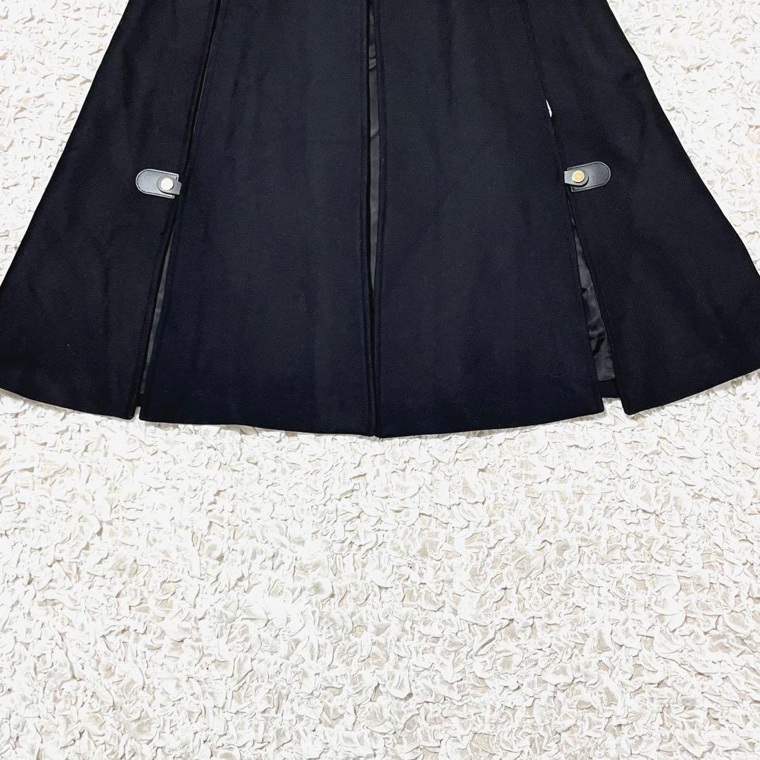 美品 ZARA マンテコ ポンチョ 金具 ケープ コート マント 無地 黒 S