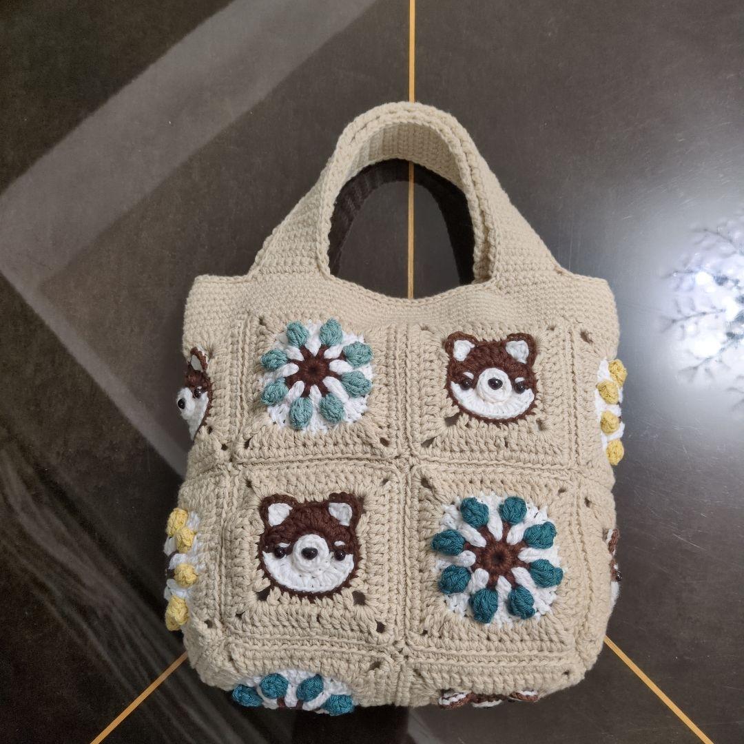 タンポポ様専用 柴犬＆お花のモチーフ編みバッグ1073 - メルカリ