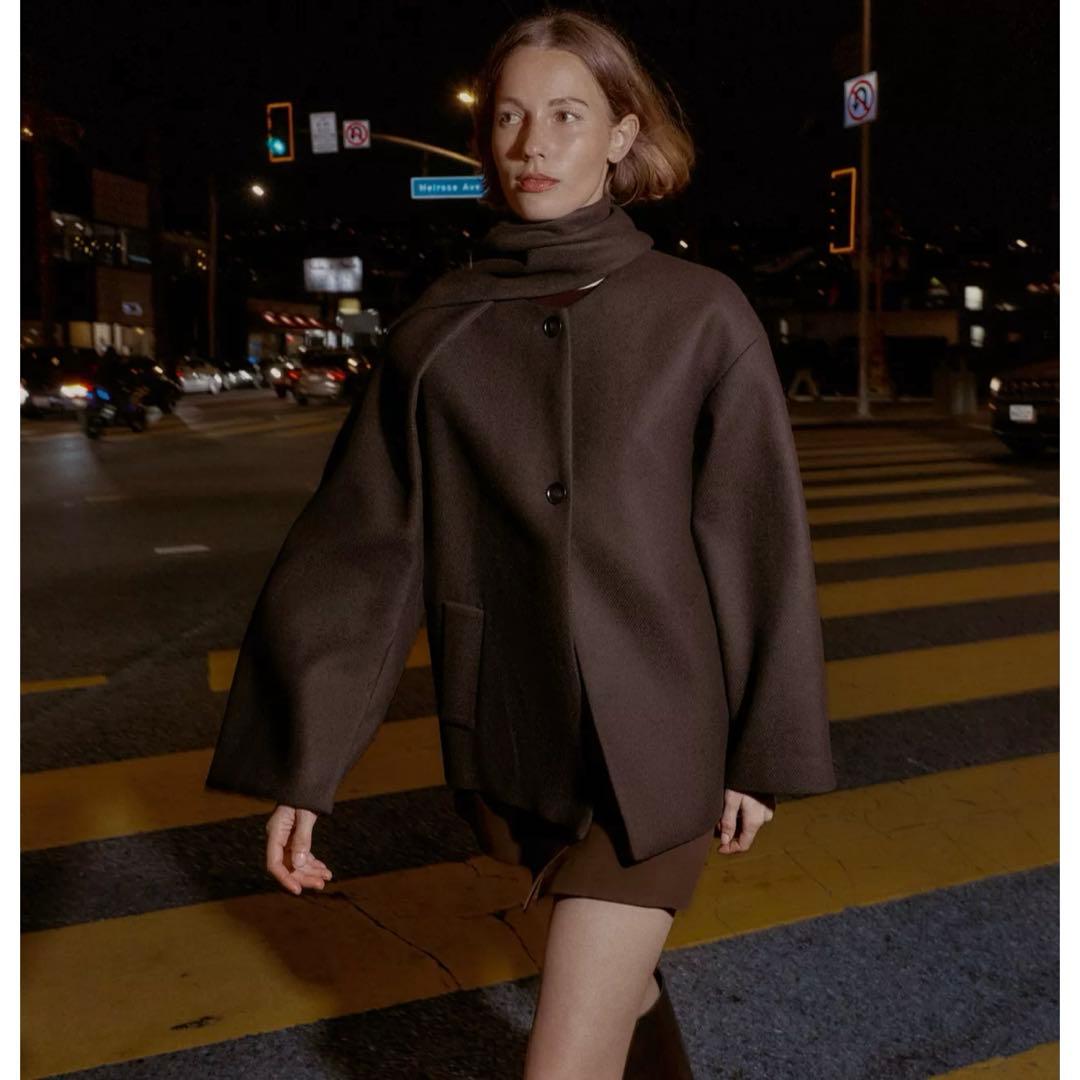 新品】ZARAショートコート スカーフ ウール 2way レディース L完売品