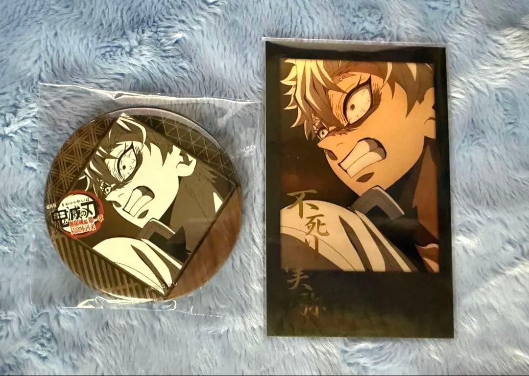 鬼滅の刃ダイニング お楽しみくじ チェキ風ブロマイド 缶バッジ 不死川