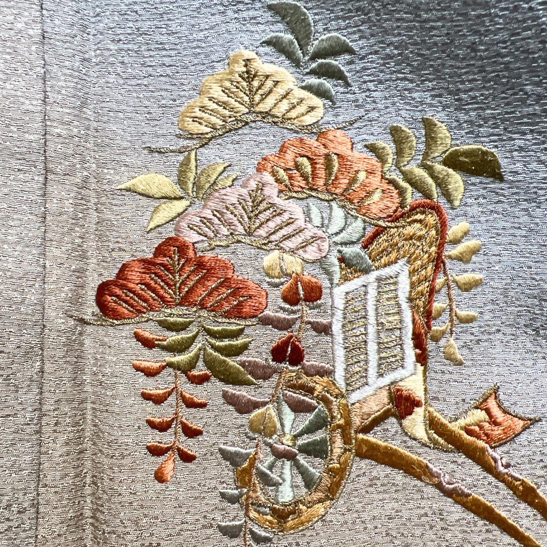 未着用 付け下げ 刺繍 御所車 松 竹 花 紋無し 着物 123b d ms - メルカリ