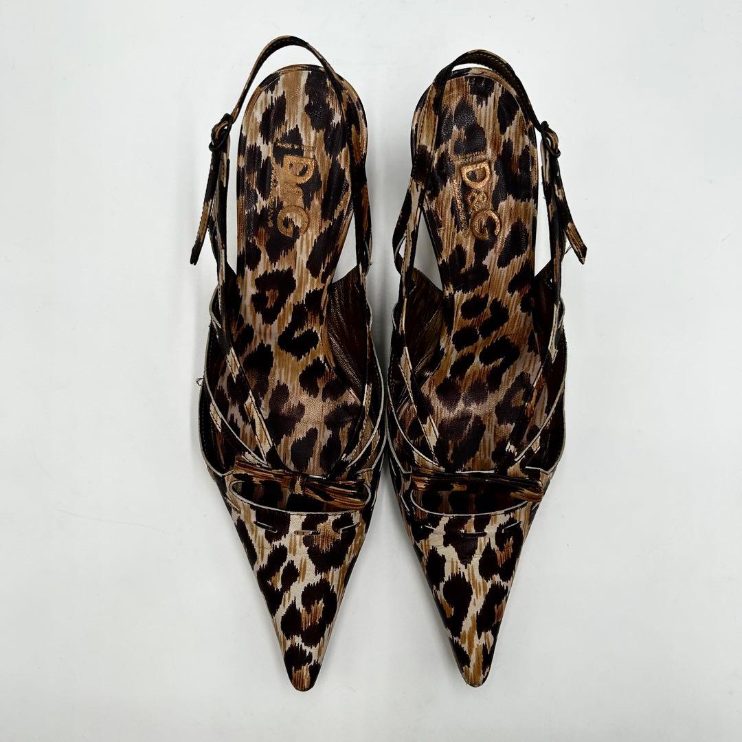 ドルチェ&ガッバーナ ミュール レオパード アンクルストラップ 25cm