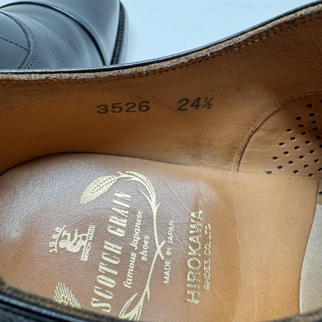 美品 スコッチグレイン 24.5cm 3526 ストレートチップ 黒