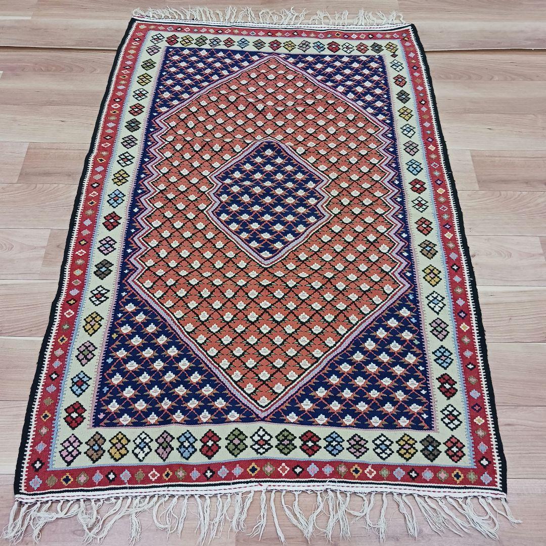 Y2744 ペルシャ絨毯 キリム ラグマット 手織り ウール 152×100㎝