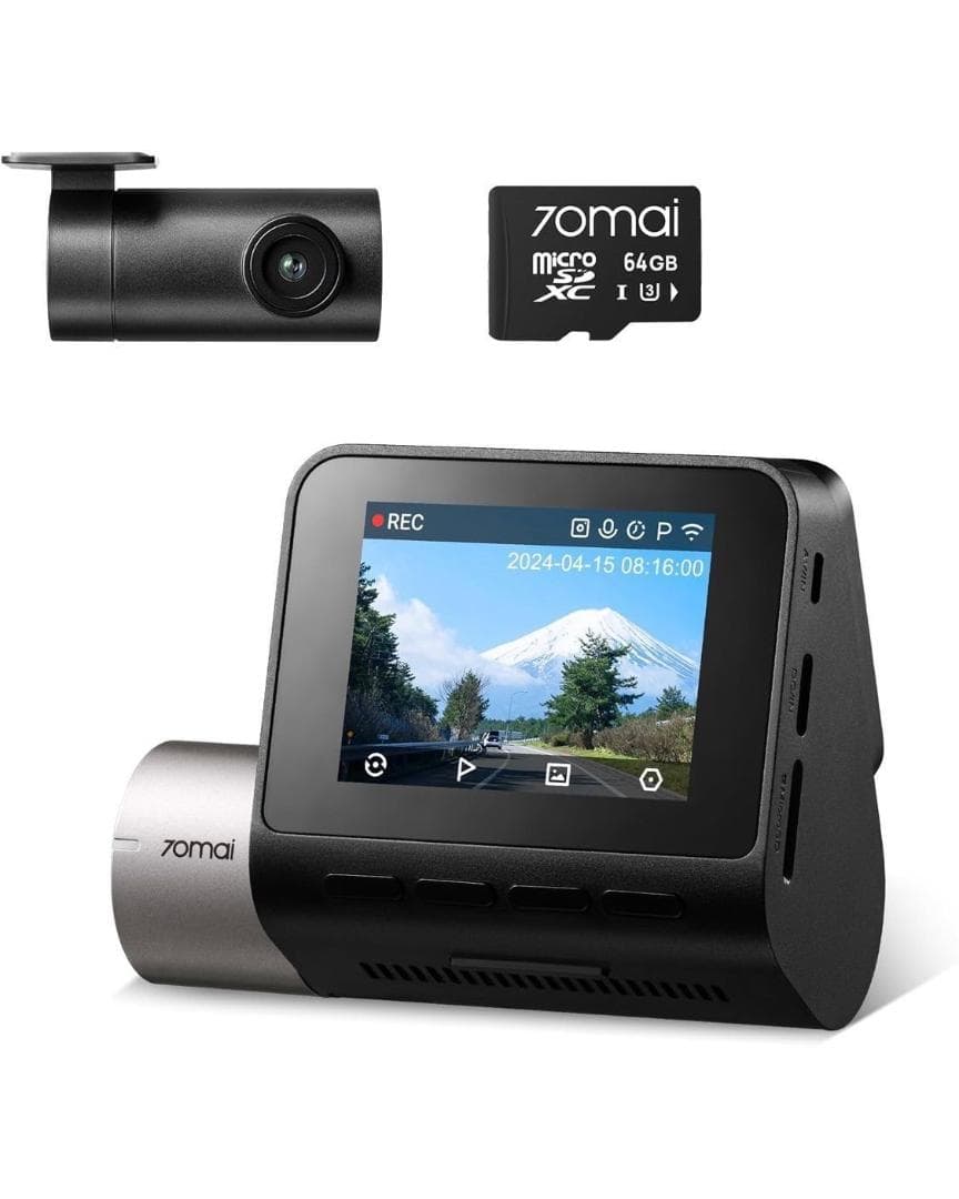 3001_1 新品 70mai Dash Cam A510ドライブレコーダー Amazon.co.jp: 【前後2カメラ+64GB SDカード付属】 70mai Dash Cam